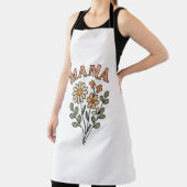 Witte bib MAMA schort met retro boeket wilde bloem (Insitu)