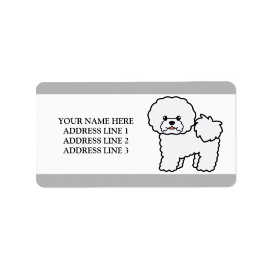 Witte Bichon Frise-hond en gepersonaliseerde tekst Etiket (Voorkant)
