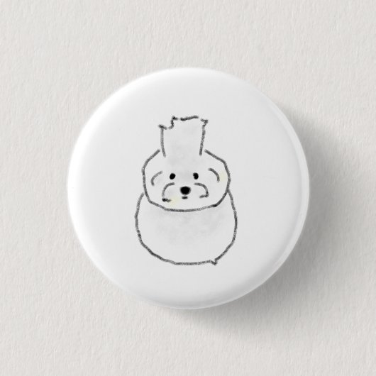 Witte Bichon Frise Hond Ronde Button 3,2 Cm (Voorkant)