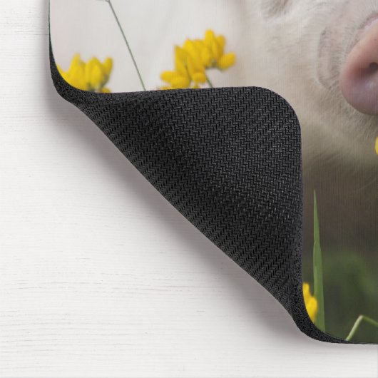 Witte biggetjes omringd door gele bloemen muismat (Hoek)