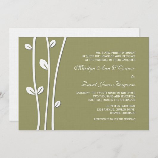 Witte bijkantoren bruiloft verlaten kaart (Voorkant / Achterkant)