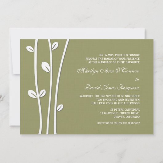 Witte bijkantoren bruiloft verlaten kaart (Voorkant)