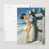 Witte bikini op het strand briefkaart (Voorkant / Achterkant)