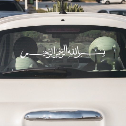 Witte Bismillah Arabische Kalligrafie Auto Raamsticker
