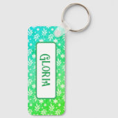 Witte blaadjes op groene Sleutelhanger (Achterkant)