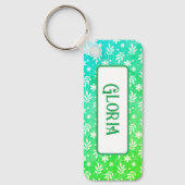 Witte blaadjes op groene Sleutelhanger (Voorkant)