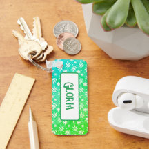 Witte blaadjes op groene Sleutelhanger