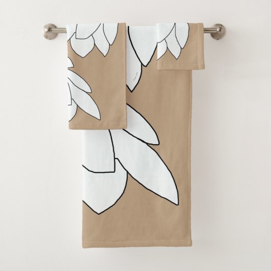 Witte bladclusters bruin cadeau bad handdoek (Insitu)