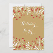 Witte bladeren & bessen Gouden Kerstkaarten Kaart (Achterkant)