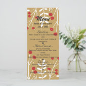 Witte bladeren & bessen Gouden Kerstmis Menu (Staand voorkant)