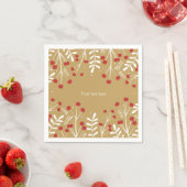 Witte bladeren & bessen Gouden Kerstmis Servetten (Insitu)