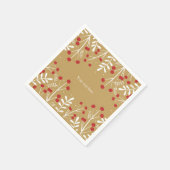 Witte bladeren & bessen Gouden Kerstmis Servetten (Hoek)