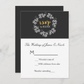 Witte Bladeren Botanische Krans Rustieke Trouw-RSV Kaart (Voorkant / Achterkant)