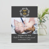 Witte Bladeren Botanische Krans SAVE THE DATE Foto Kaart (Staand voorkant)