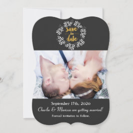 Witte Bladeren Botanische Krans SAVE THE DATE Foto Kaart