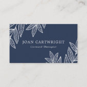 Witte bladeren - donkerblauw - therapeut visitekaartje (Voorkant)