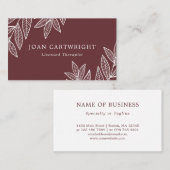 Witte bladeren en marsala-therapist visitekaartje (Voorkant / Achterkant)