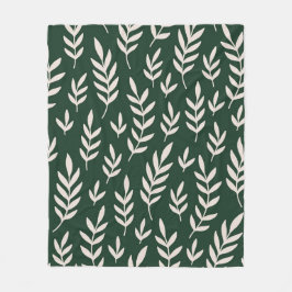 Witte bladeren Fleece Deken