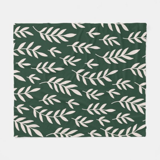 Witte bladeren Fleece Deken (Voorkant (Horizontaal))