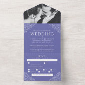 witte bladeren fotomaaltijd RSVP bruiloft All In One Uitnodiging (Binnen)