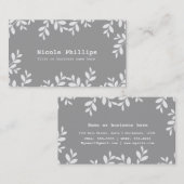 Witte bladeren & grijs modern botanisch Visitekaar Visitekaartje (Voorkant / Achterkant)