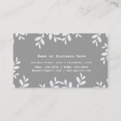 Witte bladeren & grijs modern botanisch Visitekaar Visitekaartje (Achterkant)