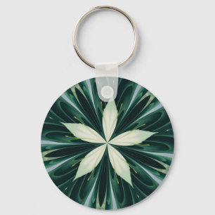 Witte bladeren in een groene bos caleidoscoop sleutelhanger
