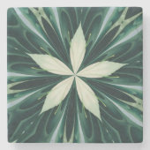 Witte Bladeren In Een Groene Bos Kaleidoscoop Stenen Onderzetter (Voorkant)