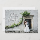 Witte Bladeren Kerst Foto Feestdagenkaart (Voorkant)