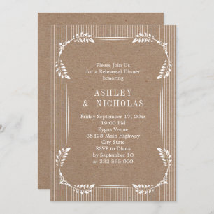 Witte bladeren met kraft paper bruiloft, diner kaart