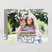 Witte Bladeren Moderne Botanische Foto Ansichtkaar Aankondigingskaart (Voorkant / Achterkant)