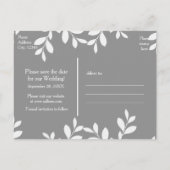 Witte bladeren moderne botanische fotopostkaart aankondigingskaart (Achterkant)