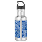 Witte bladeren op blauw waterfles  (Achterkant)