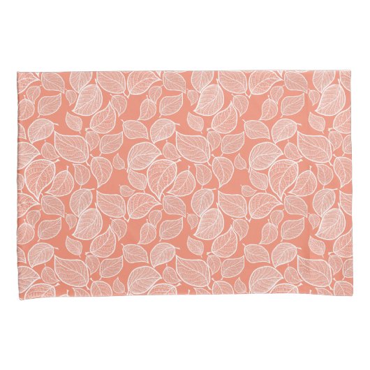 Witte bladeren op de Oranje klooster Kussensloop (Voorkant-Rechts)