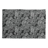 Witte bladeren op de zwarte kist kussensloop (Achterkant-Links)