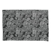 Witte bladeren op de zwarte kist kussensloop (Voorkant-Links)