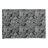 Witte bladeren op de zwarte kist kussensloop (Voorkant-Rechts)