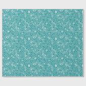 Witte bladeren op een lichtblauwe achtergrond cadeaupapier (Vlak)