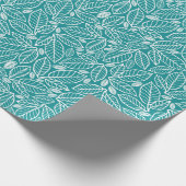 Witte bladeren op een lichtblauwe achtergrond cadeaupapier (Hoek)