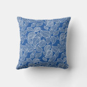 Witte bladeren op helder blauw Sierkussen (Achterkant)