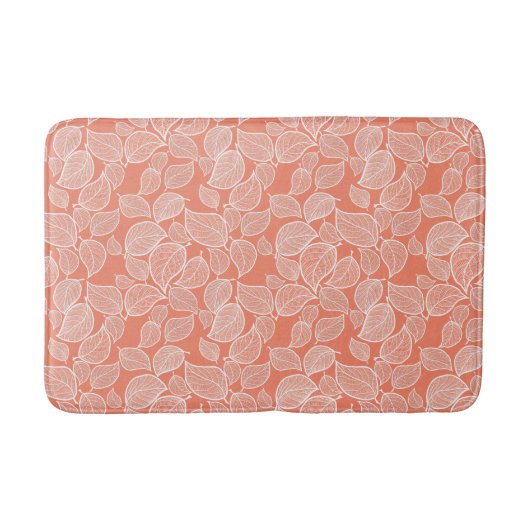 Witte bladeren op Oranje bath Mat (Voorkant)