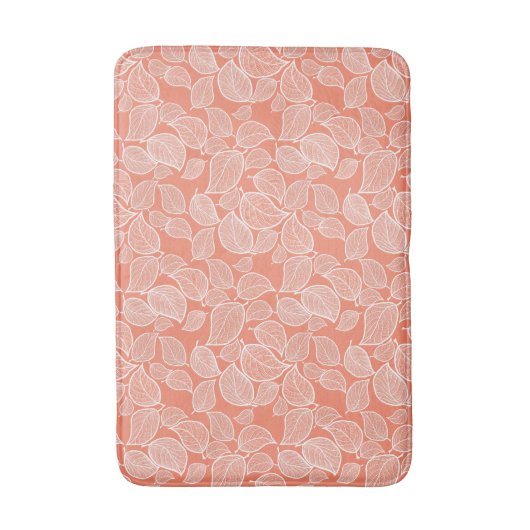 Witte bladeren op Oranje bath Mat (Voorkant Verticaal)