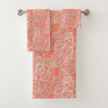 Witte bladeren op Oranje handdoek