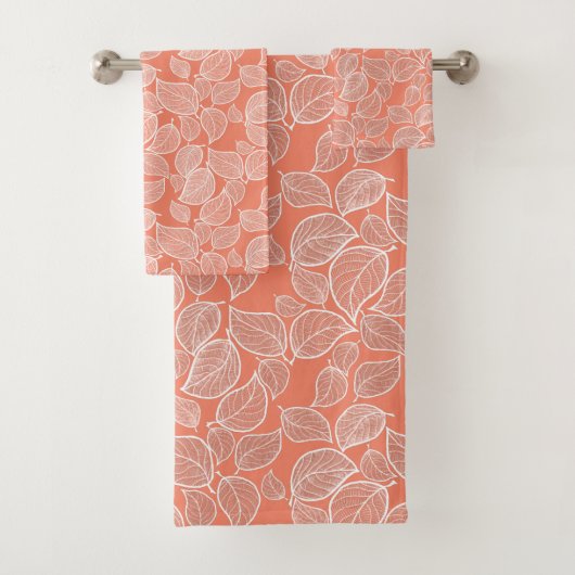 Witte bladeren op Oranje handdoek (Insitu)