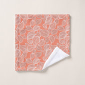 Witte bladeren op Oranje handdoek (Wasdoekje)