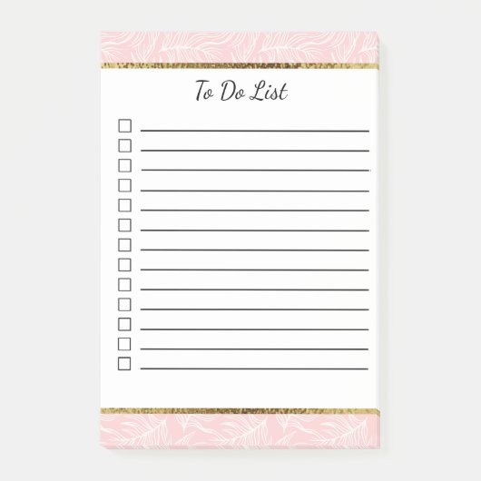 Witte bladeren op Roze om Lijst te doen Post-it® Notes (Voorkant)