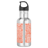 Witte bladeren op Sinaasappel Waterfles (Achterkant)