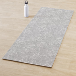 Witte bladeren op zilvergrijs yogamat