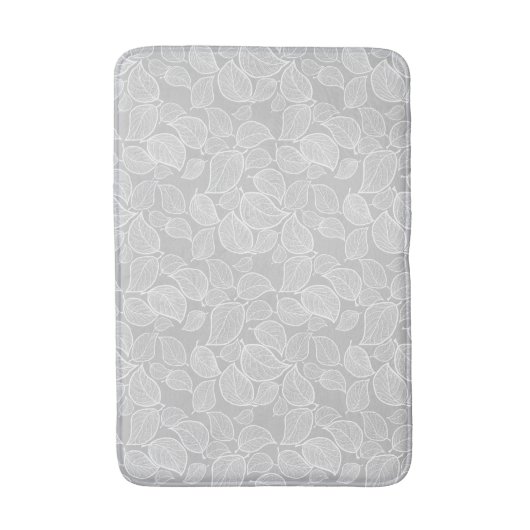 Witte bladeren op zilvergrijze bath Mat (Voorkant Verticaal)