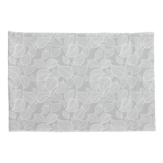 Witte bladeren op zilvergrijze Kussensloop (Achterkant-Rechts)